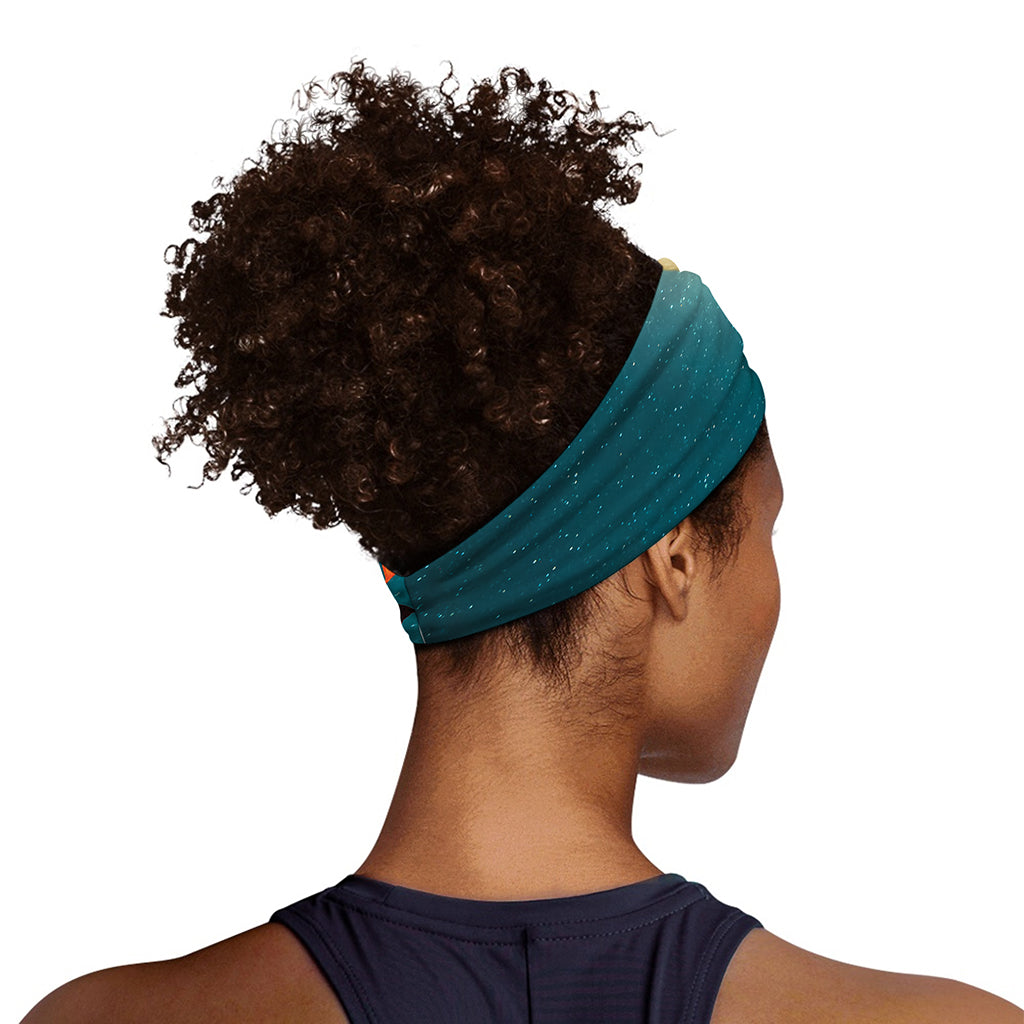 Autumn Full Moon Print Sports Headband