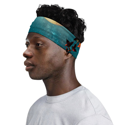 Autumn Full Moon Print Sports Headband