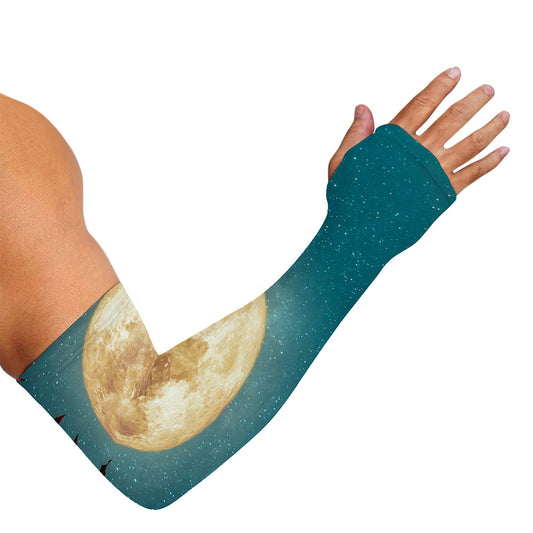 Autumn Full Moon Print Sun Protection Arm Sleeves