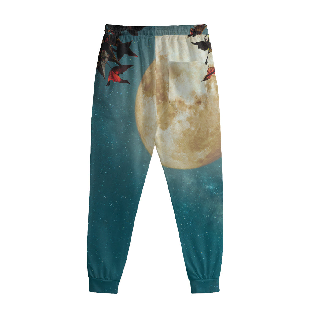 Autumn Full Moon Print Sweatpants