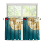 Autumn Full Moon Print Tier Curtains