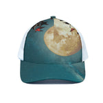 Autumn Full Moon Print White Mesh Trucker Cap