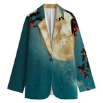 Autumn Full Moon Print Women's Blazer