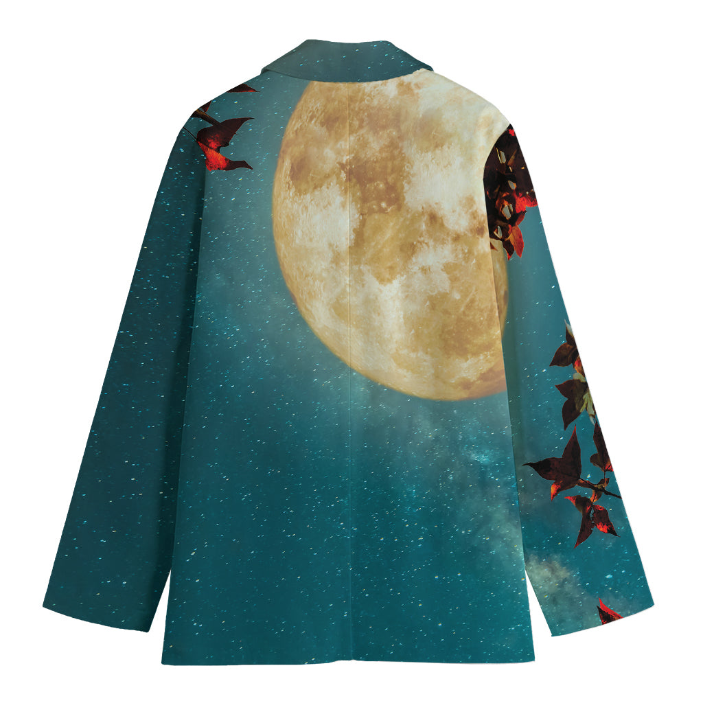 Autumn Full Moon Print Women's Blazer