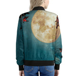 Autumn Full Moon Print Women's Bomber Jacket