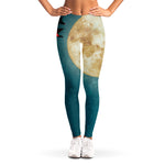 Autumn Full Moon Print Women's Leggings