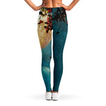 Autumn Full Moon Print Women's Leggings