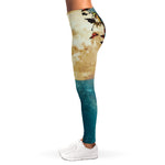 Autumn Full Moon Print Women's Leggings