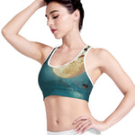 Autumn Full Moon Print Women's Sports Bra