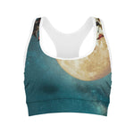 Autumn Full Moon Print Women's Sports Bra