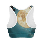 Autumn Full Moon Print Women's Sports Bra