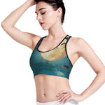 Autumn Full Moon Print Women's Sports Bra