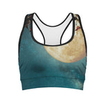 Autumn Full Moon Print Women's Sports Bra