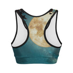 Autumn Full Moon Print Women's Sports Bra