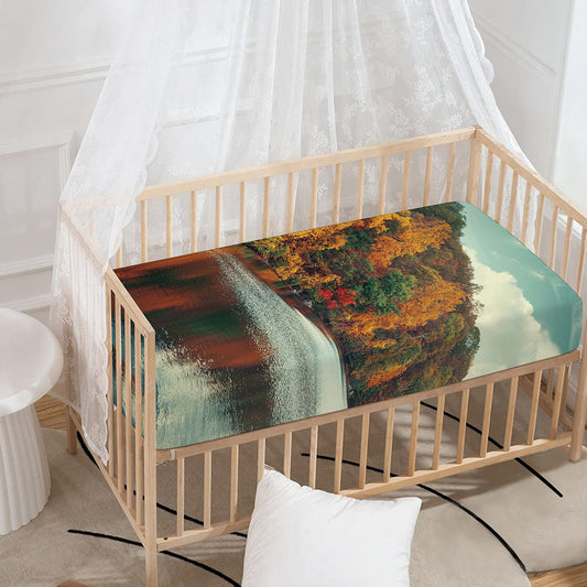 Autumn Lake Print Baby Crib Sheet