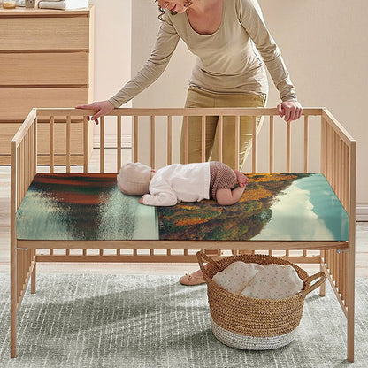 Autumn Lake Print Baby Crib Sheet