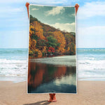 Autumn Lake Print Beach Towel