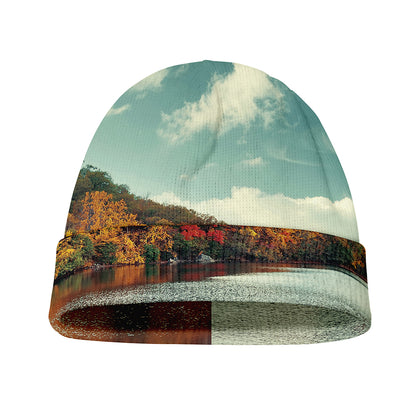 Autumn Lake Print Beanie