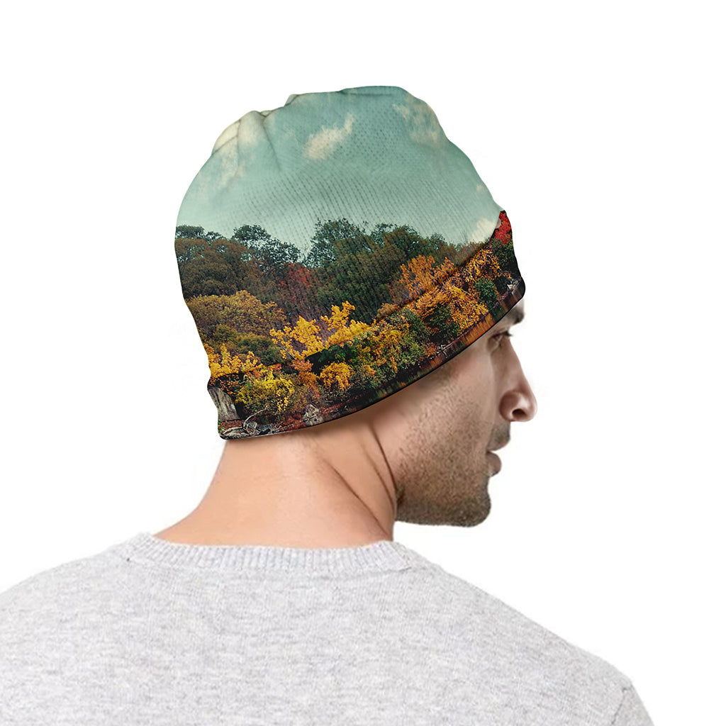 Autumn Lake Print Beanie