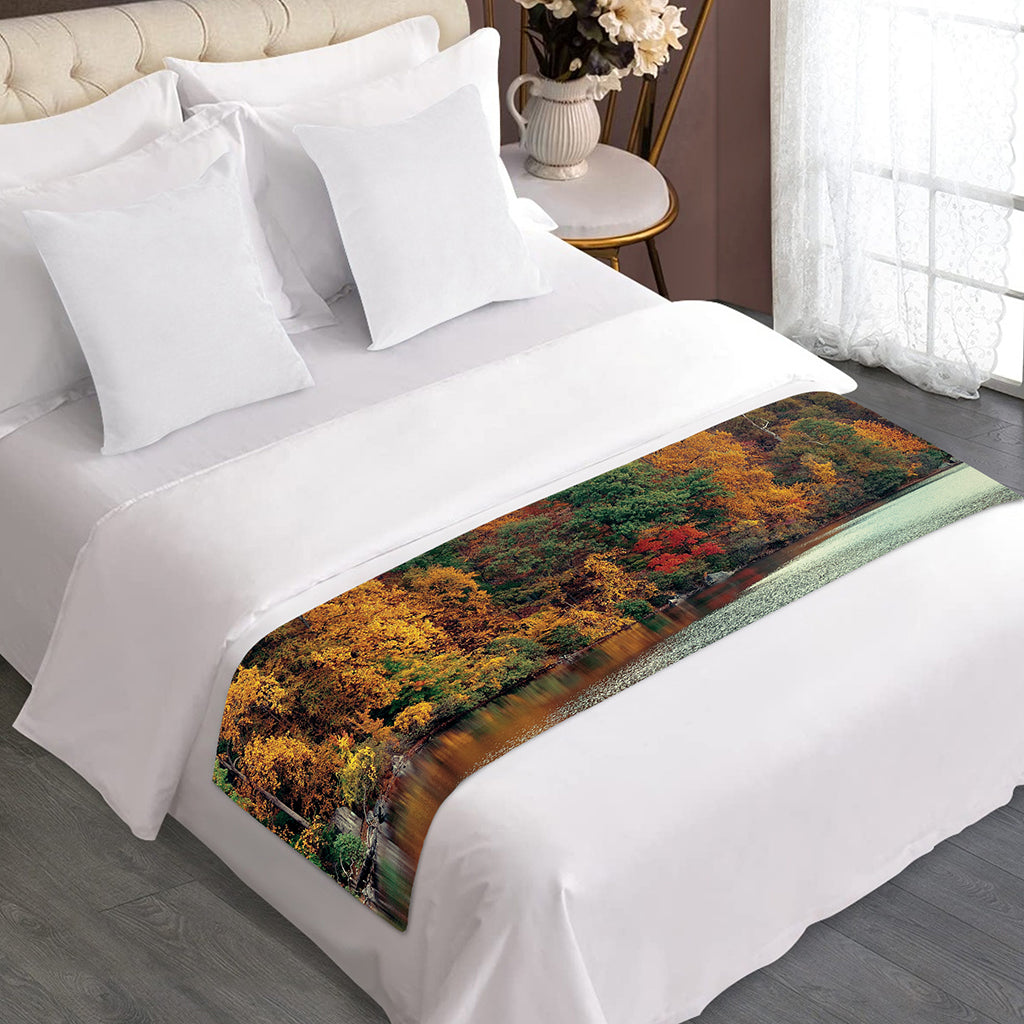 Autumn Lake Print Bed Runner