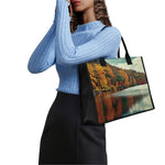 Autumn Lake Print Canvas Tote Bag