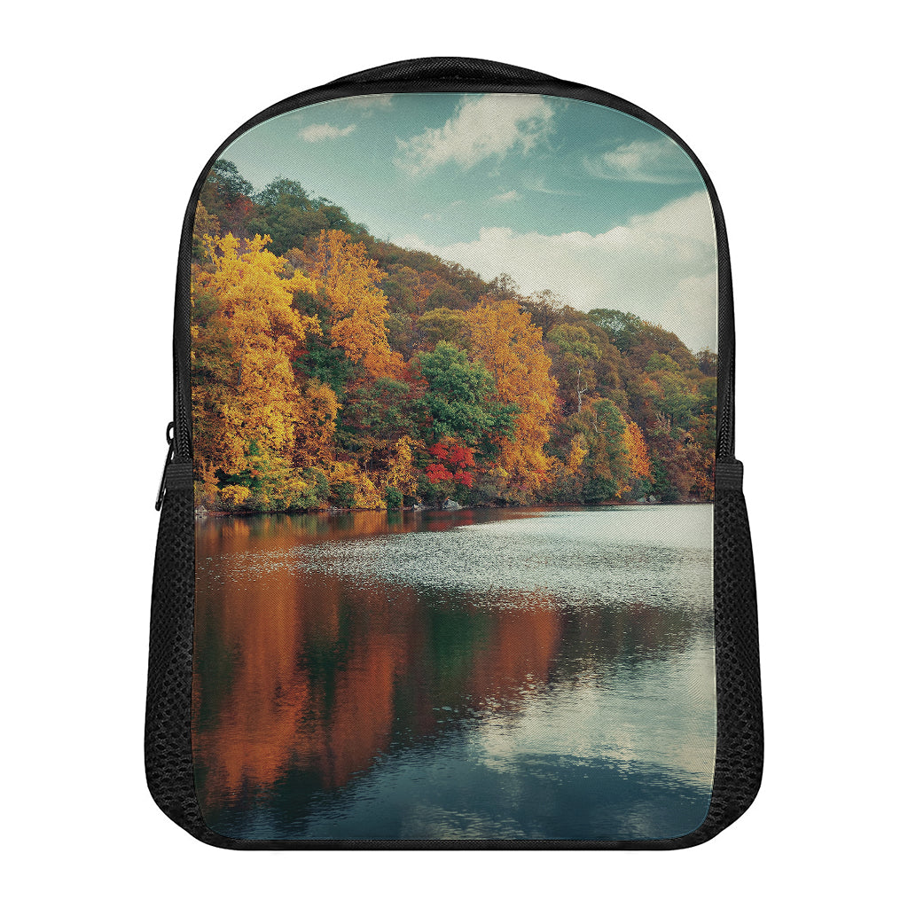 Autumn Lake Print Casual Backpack