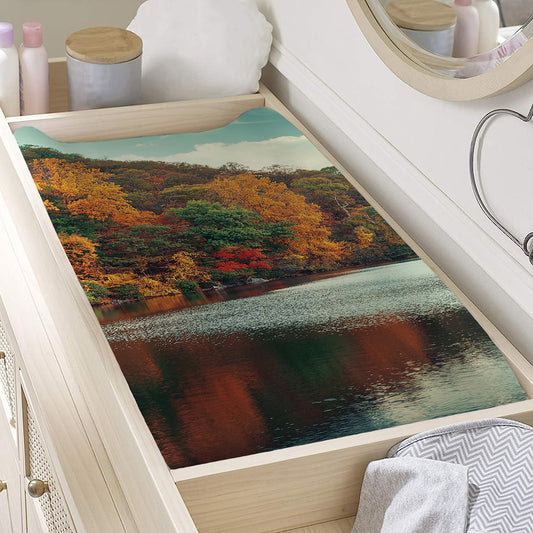 Autumn Lake Print Changing Pad Cover