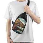 Autumn Lake Print Chest Bag