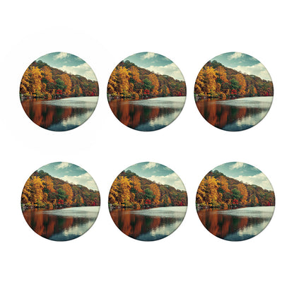 Autumn Lake Print Coaster Set