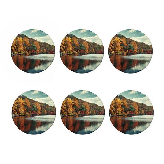 Autumn Lake Print Coaster Set