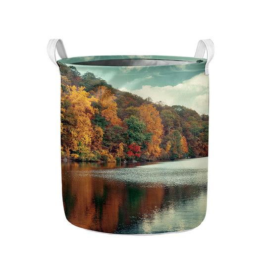Autumn Lake Print Collapsible Laundry Basket