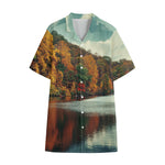 Autumn Lake Print Cotton Hawaiian Shirt