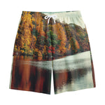 Autumn Lake Print Cotton Shorts