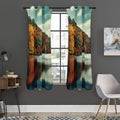 Autumn Lake Print Grommet Curtain Panels