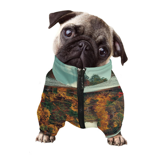 Autumn Lake Print Dog Zip Up Jacket