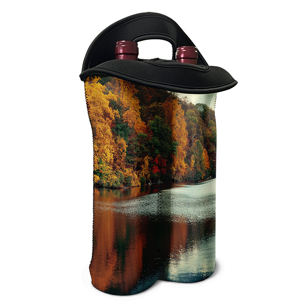 Autumn Lake Print Double Neoprene Wine Tote