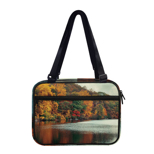 Autumn Lake Print Double Strap Bible Bag