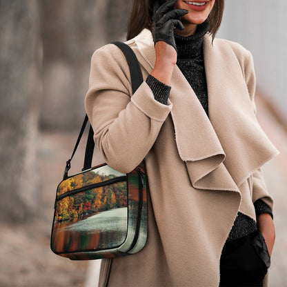 Autumn Lake Print Double Strap Bible Bag