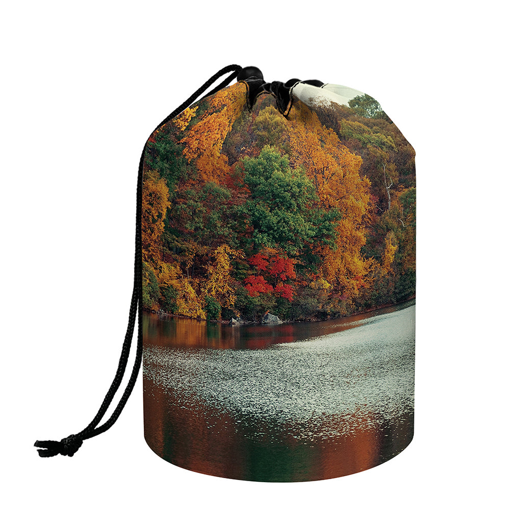 Autumn Lake Print Drawstring Makeup Bag