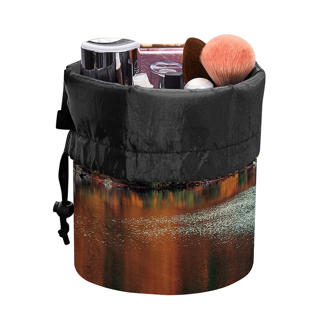 Autumn Lake Print Drawstring Makeup Bag