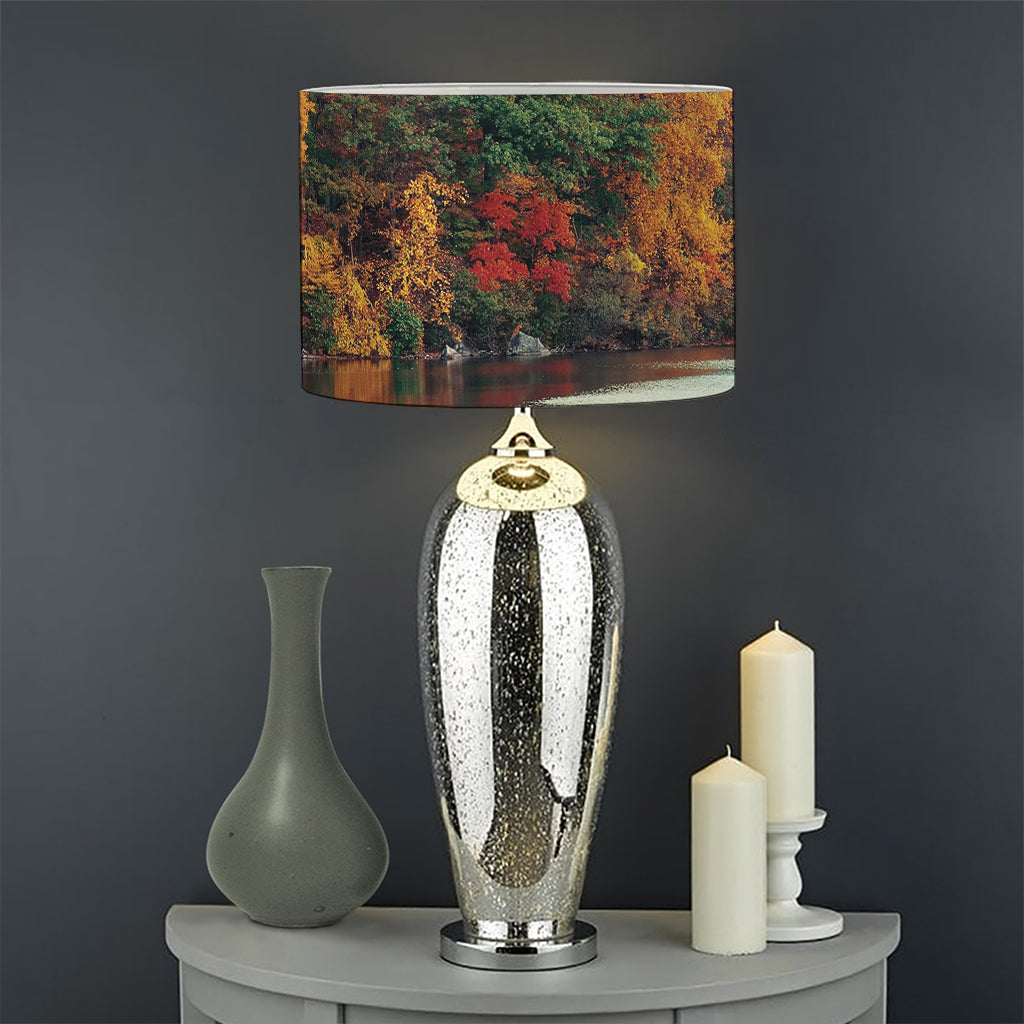 Autumn Lake Print Drum Lamp Shade