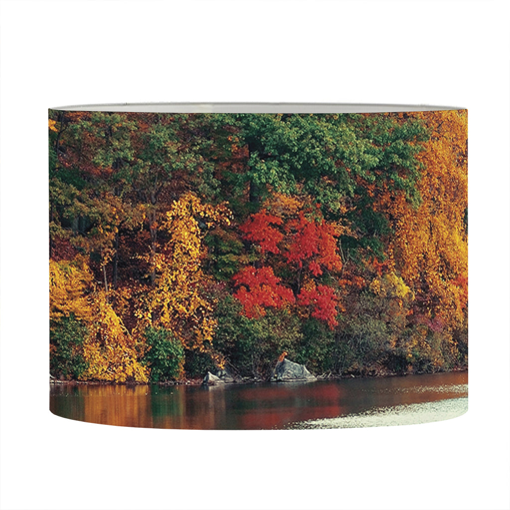 Autumn Lake Print Drum Lamp Shade
