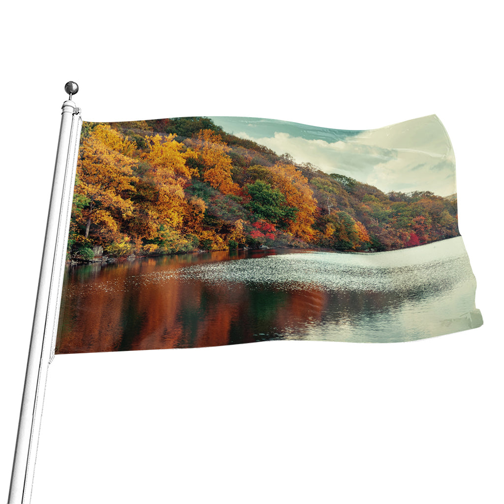 Autumn Lake Print Flag