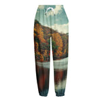 Autumn Lake Print Fleece Lined Knit Pants