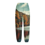 Autumn Lake Print Fleece Lined Knit Pants