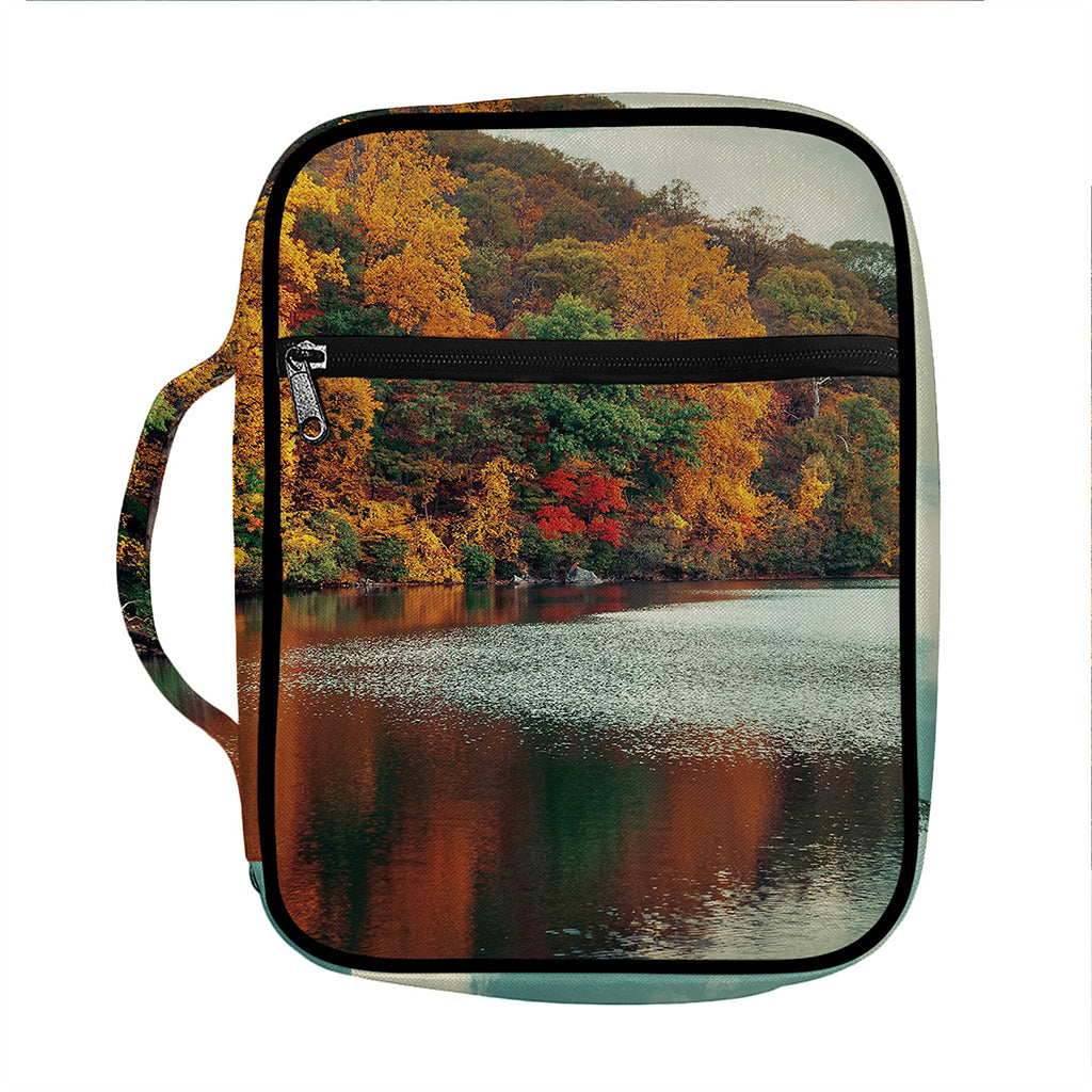 Autumn Lake Print Front Pocket Bible Bag