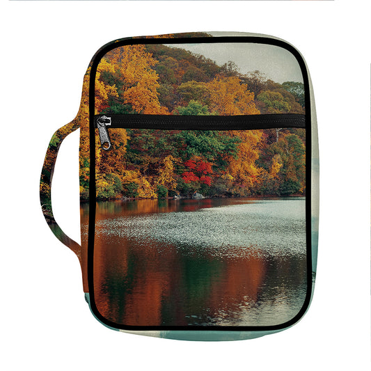 Autumn Lake Print Front Pocket Bible Bag