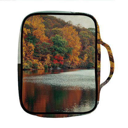 Autumn Lake Print Front Pocket Bible Bag