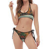 Autumn Lake Print Halter Scoop Tie Side Bikini