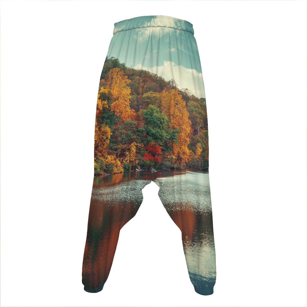 Autumn Lake Print Hammer Pants